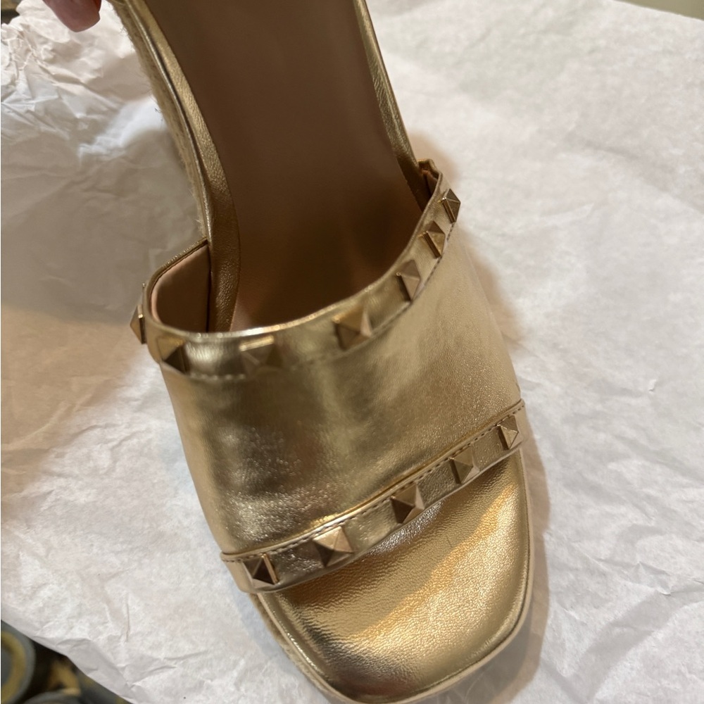 Mix No.6 Gold Studded Women's Wedge Sandals - Picture 5 of 9